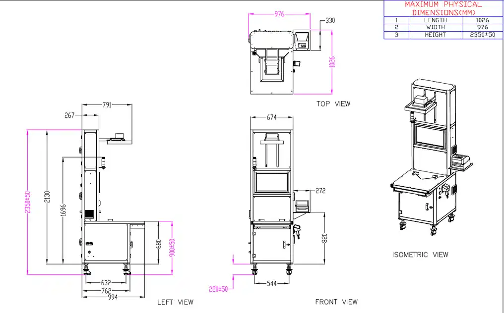 UTO 500 A Technical Drawing View
