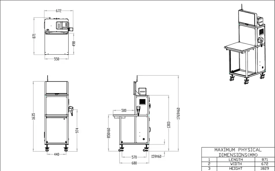 UTO 700 W Technical Drawing View